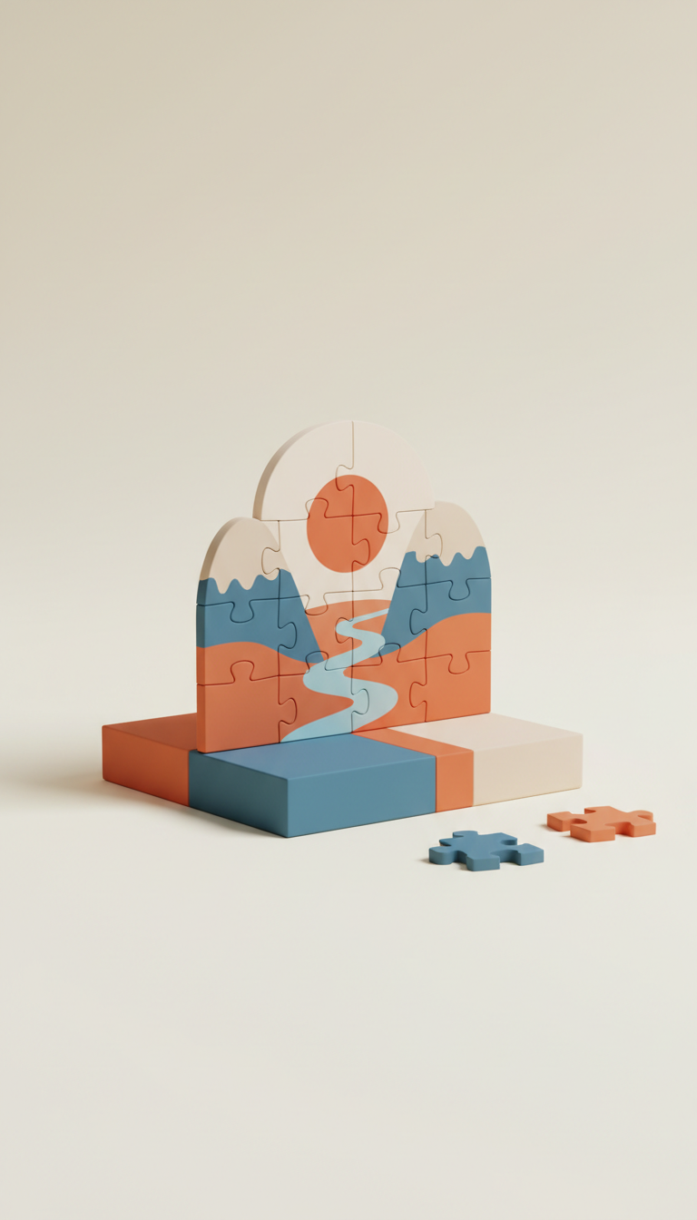 set de puzzles ilustrados a color
